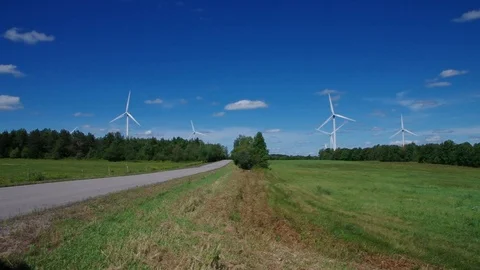 Wind turbines on a wind farm Video stock 115558117