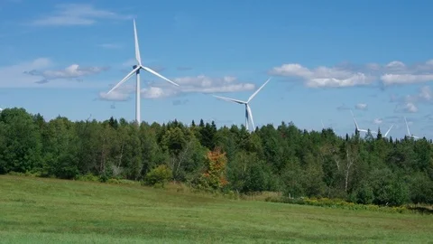 Wind turbines on a wind farm Video stock 115558119
