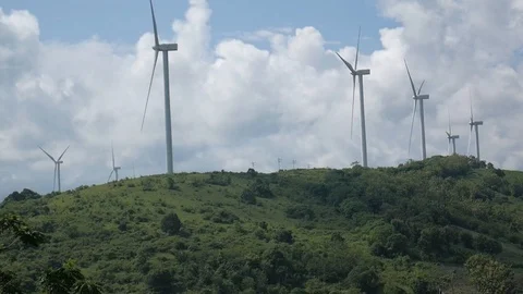 The Wind Turbines on The Wind Farm Stock Footage 124270376