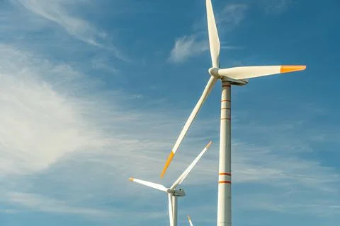 Wind turbines. Wind generator. Renewable energy sources. Environmental Foto stock