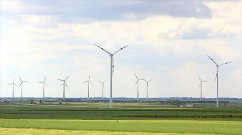 Wind turbines in a wind park Video stock 11129989