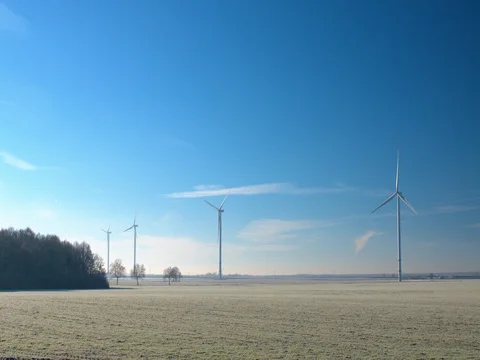 Wind Turbines in winter Stock Footage 72902762