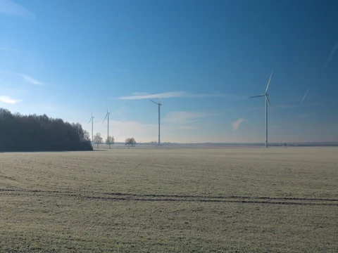 Wind Turbines in winter Stock Footage 72905317