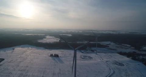 Wind turbines at winter Stock Footage 95065935