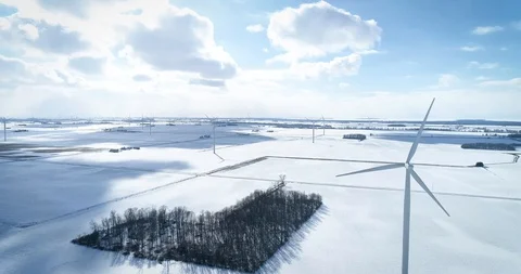 Wind Turbines in Winter Stock Footage 128301510