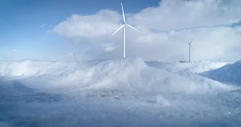Wind Turbines in Winter Video stock 128301893