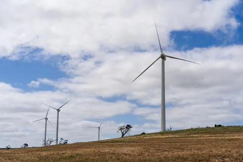 Wind turbines on the Woakwine Range Wind Farm Tourist Drive, South Australia Foto stock
