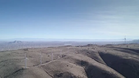 Wind turbines is working on Mountain in California during sun day. Stock Footage 225602953