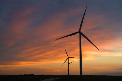 Wind Turnines at Dusk Stock Photos