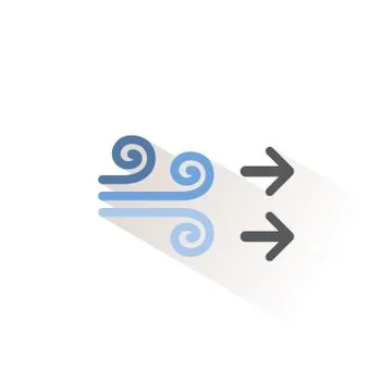 Wind with two arrows. Isolated color icon. Weather vector illustration Stock Illustration