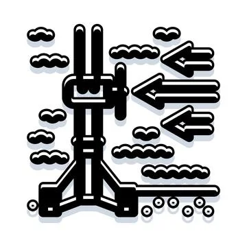 Wind vane measuring wind direction against clouds Stock Illustration