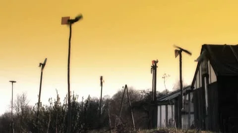 Wind vane village Stock Footage 10801058
