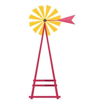 Wind Water Pump Isolated Flat Vector Illustration 스톡 일러스트
