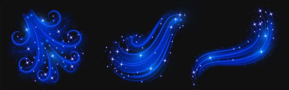 Wind waves effect, flowing blue air streams Stock Illustration