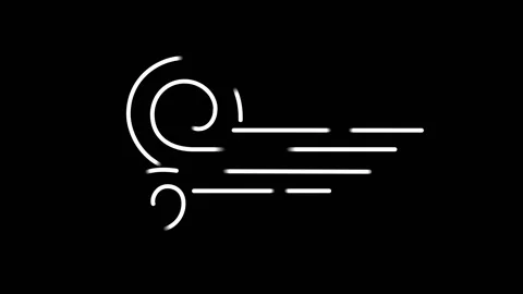 Wind weather forecast line icon on the Alpha Channel Stock Footage 105129102