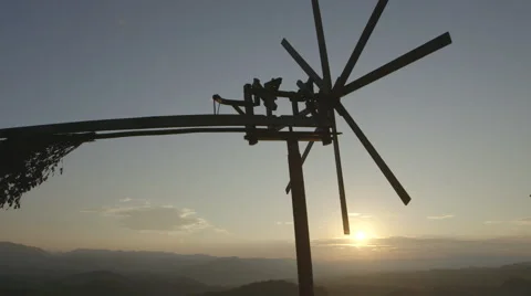 Wind Wheel (Klapotetz) Vineyard - Slide (Canon Log) Stock Footage 54467433