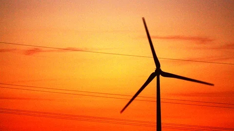 Wind-wheel at sunrise 스톡 동영상 93062875