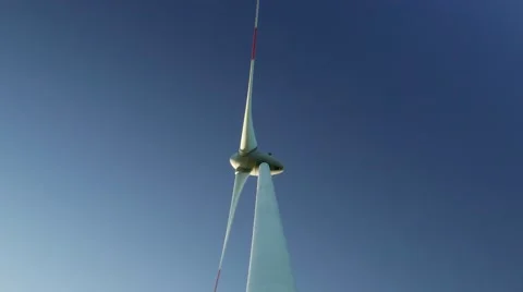 Wind wheel, Windmill from bottom up- blue Sky,  UHD 4K 動画素材 43102676