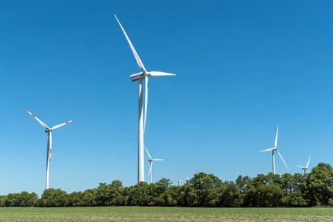 Wind wheels in the fields Stock Photos
