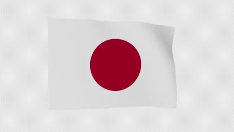 Windblown Dynamic Japan National Flag Loop Alpha Channel Video stock 343047743