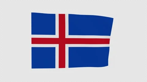 Windblown Studio Iceland National Flag Loop Alpha Channel Video stock 342980472
