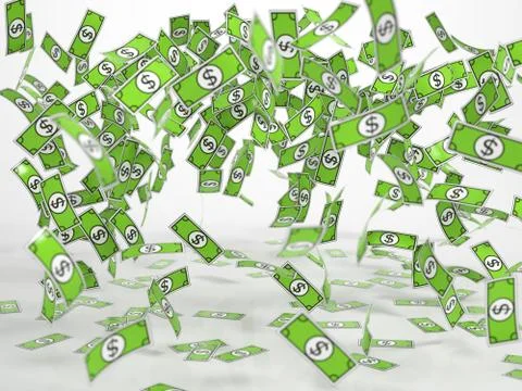 Windfall of comic style bank notes Stock Illustration