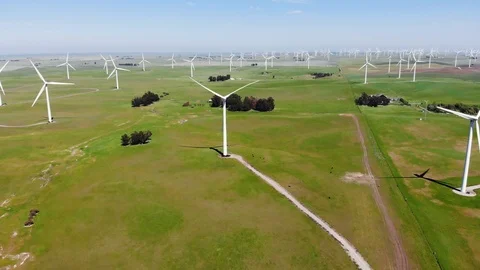 Windfarm Aerial Stock Footage 92307660