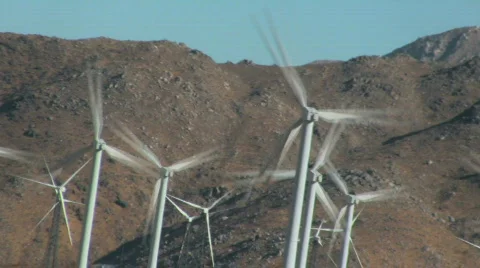 Windfarm against mountains Stock Footage 699746