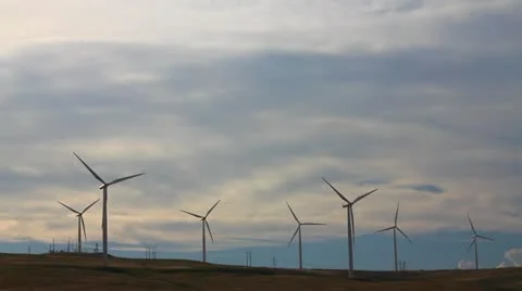 Windfarm with beautiful clouds in background Stock Footage 11411345