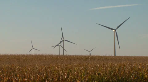 Windfarm at in Field Stock Footage 32935822