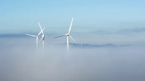 Windfarm Floats on Cloud Stock Footage 73122434