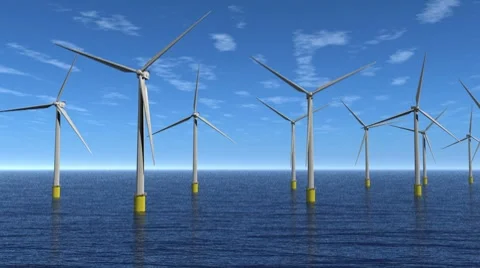 Windfarm Flyby Animation HD 스톡 동영상 8539373