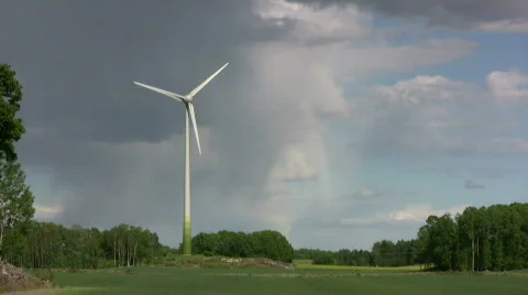 Windfarm with storm clouds in background Stock Footage 451204