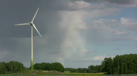 Windfarm with storm clouds in background Stock Footage 451263