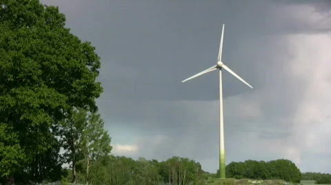 Windfarm with storm clouds in background Stock Footage 451336