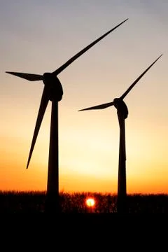 Windfarm sunset Stock Photos