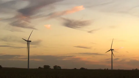 Windfarm Sunset Turbines Stock Footage 32937499