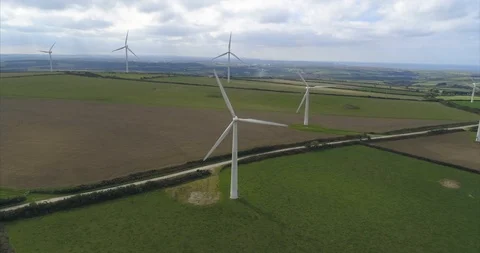 Windfarm Turbines In Cornwall Stock Footage 105303866