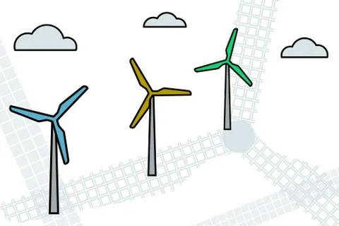 Windfarm vector illustration Stock Illustration