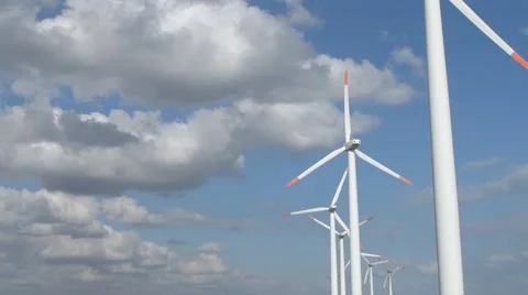Windgenerators in line Stock Footage 42309626