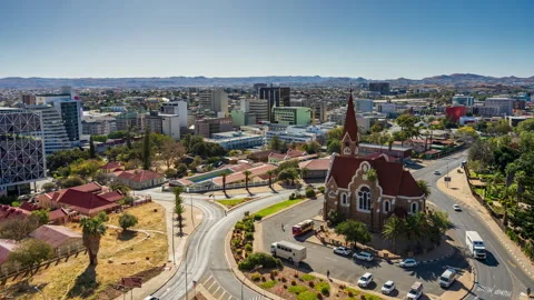 Windhoek, Namibia-09-26-2025. Christ Church and Downtown Windhoek Stock Footage 319964657