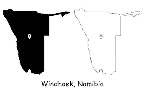 Windhoek, Namibia - Country Map with Location Pin on Capital City Stock Illustration