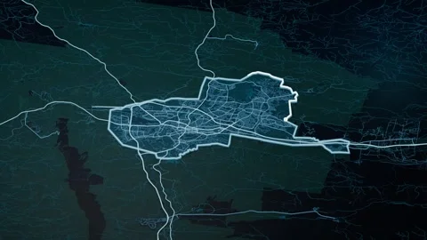 Windhoek Namibia Glowing Digital Map Animation 4K Stock Footage 338004433