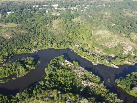 Winding bed of the Southern Bug river. River, landscape Stock Photos