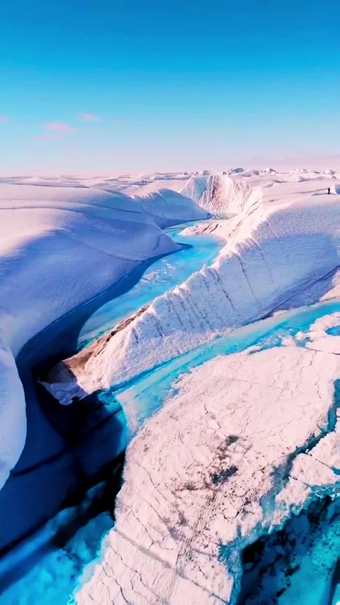 Winding Blue River Through Snowy Winter Landscape Aerial View Stock Footage 331504325