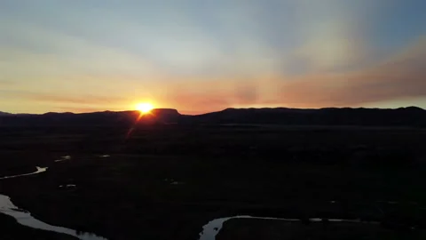 Winding creek at sunrise in Hatch, Utah Stock Footage 280347953