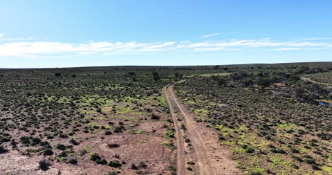 Winding Dirt Road Through the Great Karoo Near Prince Albert Stock Footage 340272794