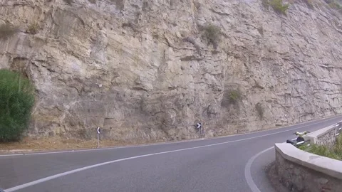 Winding Drive through Oceanfront Coastline, Amalfi Coast, Italy, Europe Stock Footage 152329739