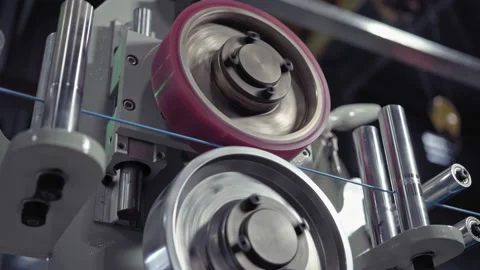 Winding of the electrical cable to the bobbin in the production. Cable Stock Footage 137698552