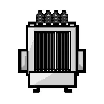 Winding electrical transformer pixel art vector illustration Illustrazione stock